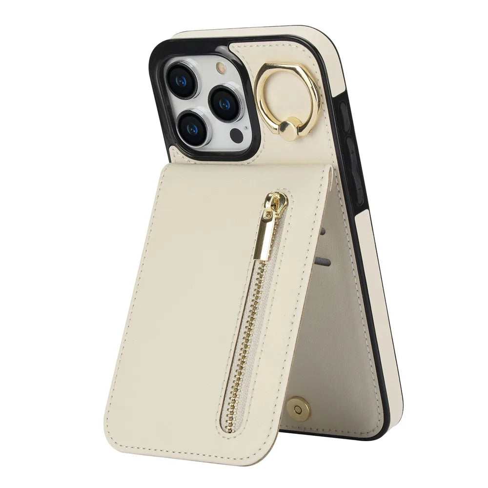 Zipper Cards Holder Leather Wallet iPhone Case - DealJustDeal