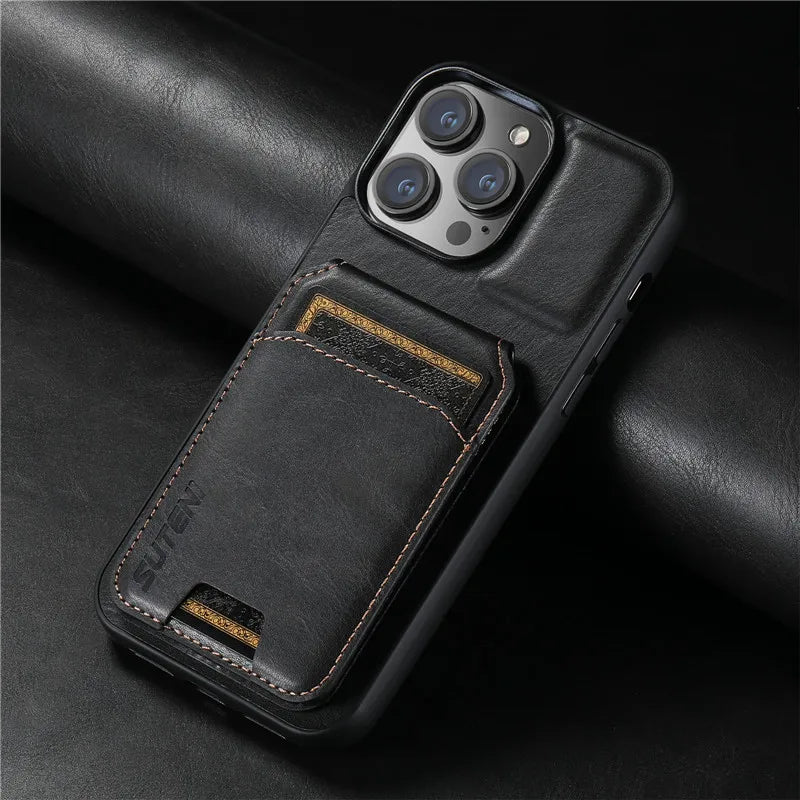 Luxury Magnetic Flip Leather Wallet iPhone Case - DealJustDeal