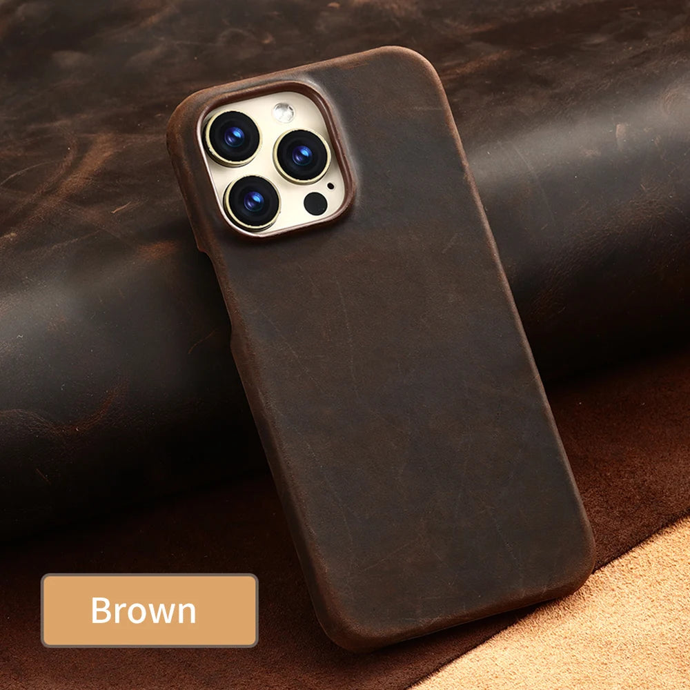 Retro Genuine PULL-UP Leather Cowhide iPhone Case - DealJustDeal