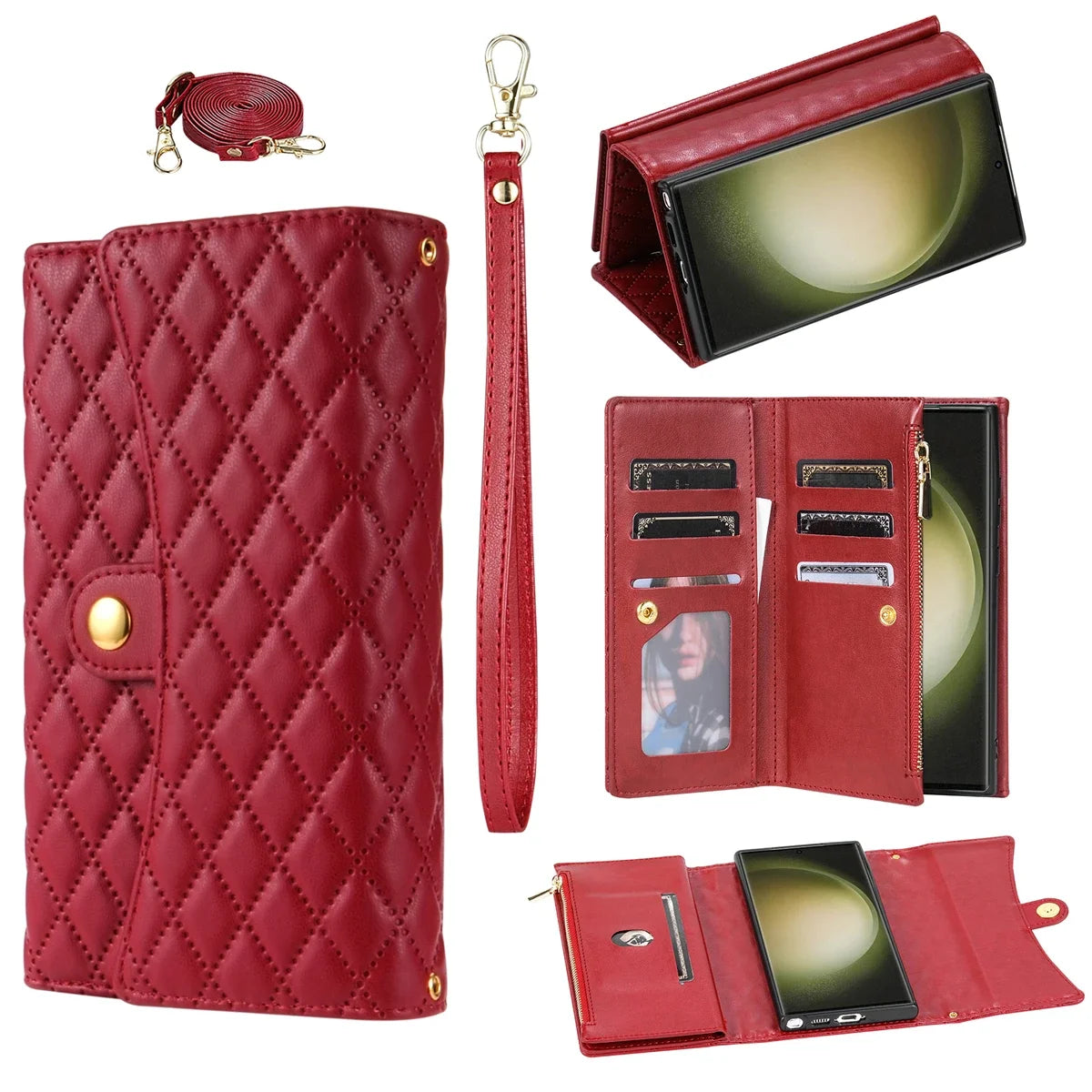 Crossbody Cards Slot Wallet Leather Galaxy Note and S Case - DealJustDeal