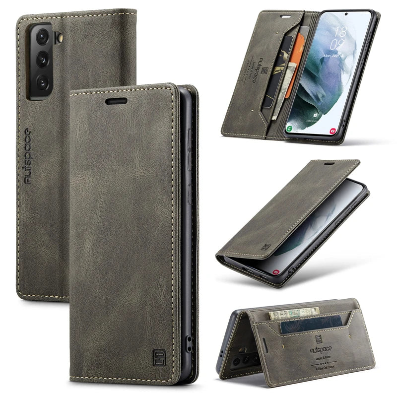 Flip Magnetic Card Pocket Leather Galaxy A, M and Note Case - DealJustDeal