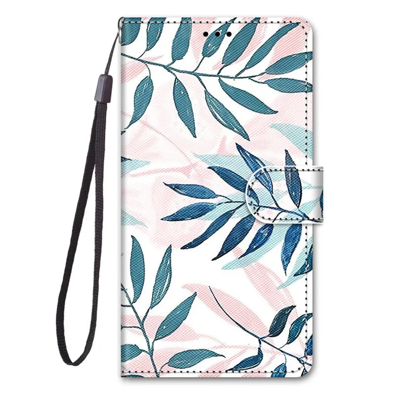 Anti-Glare Floral Card Pocket Wallet Leather Magnetic Galaxy Case - DealJustDeal