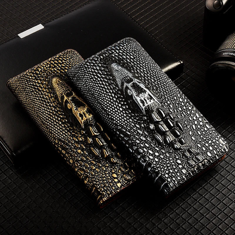 Retro 3D Crocodile Head Genuine Leather iPhone Case - DealJustDeal