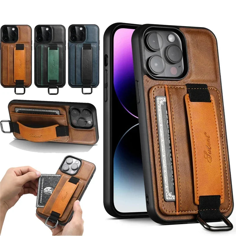 Wallet Cover Cards Holder Pocket Leather iPhone Case - DealJustDeal