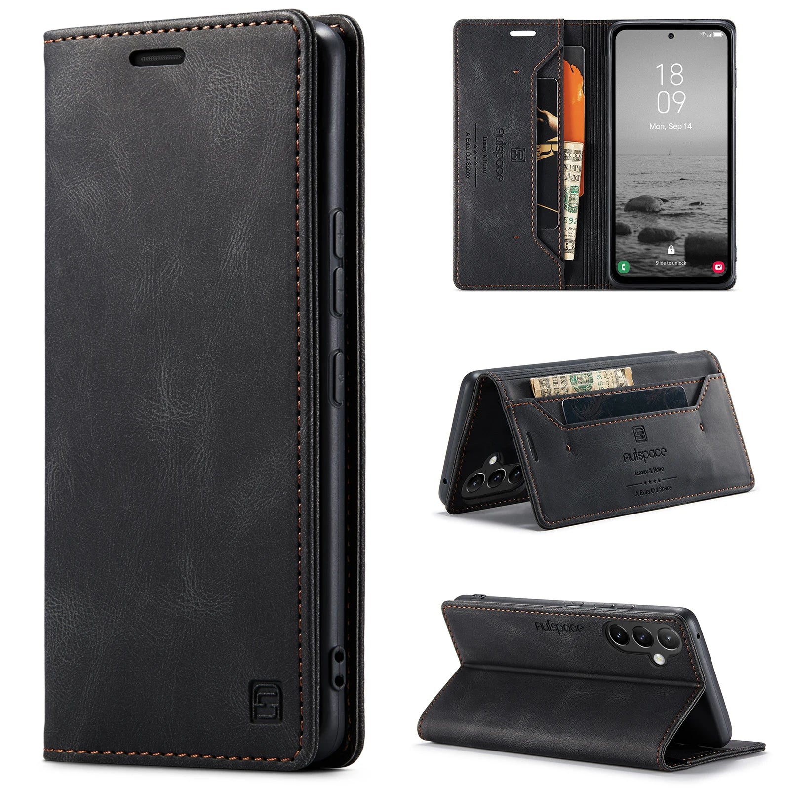 Anti-Scratch Magnetic Card Pocket Wallet Leather Galaxy A and M Case - DealJustDeal