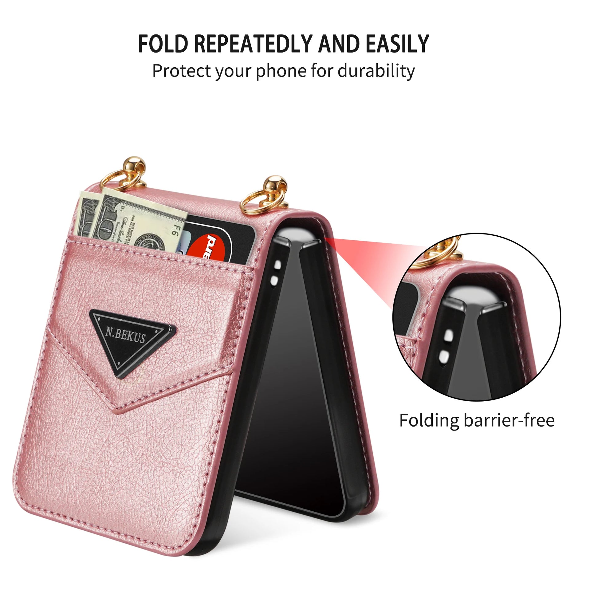 Geometric Cards Slot Crossbody Leather Galaxy Z Flip Case - DealJustDeal