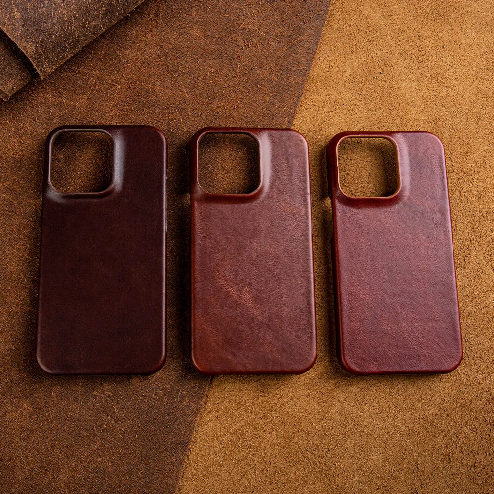 Oil Wax Aesthetic Vintage Retro Genuine Leather iPhone Case - DealJustDeal