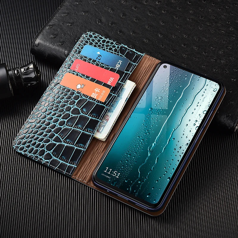 Luxury Crocodile Genuine Leather Flip iPhone Case - DealJustDeal