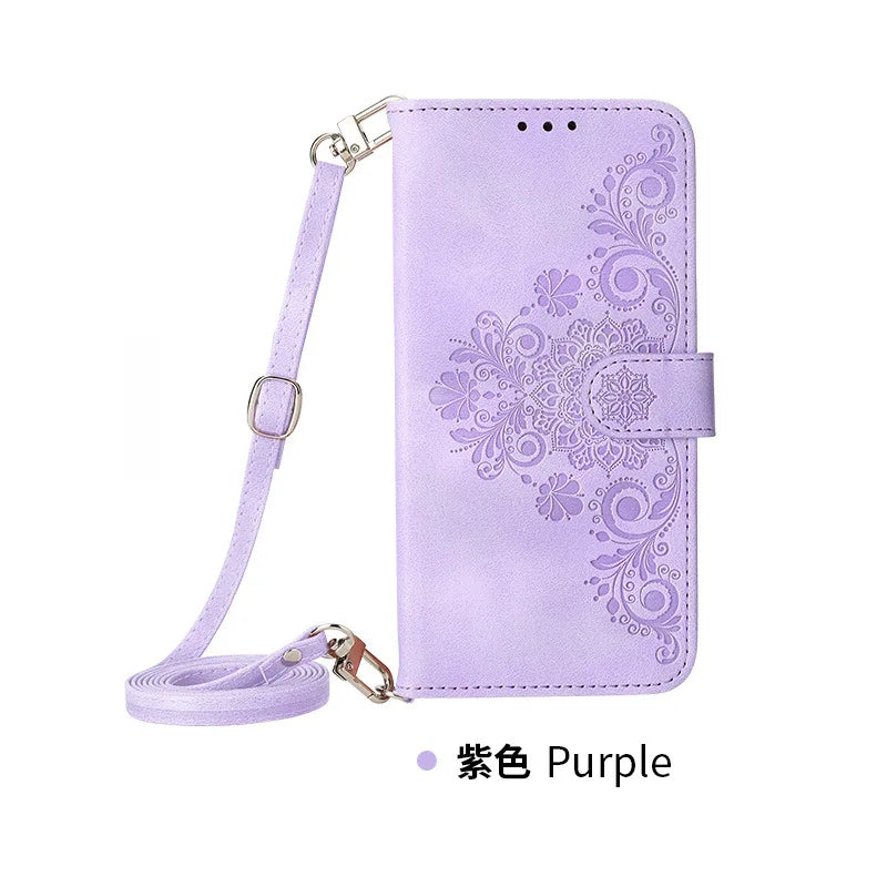 Crossbody Lanyard Hinge Protection Wallet Leather Galaxy Z Fold Case - DealJustDeal