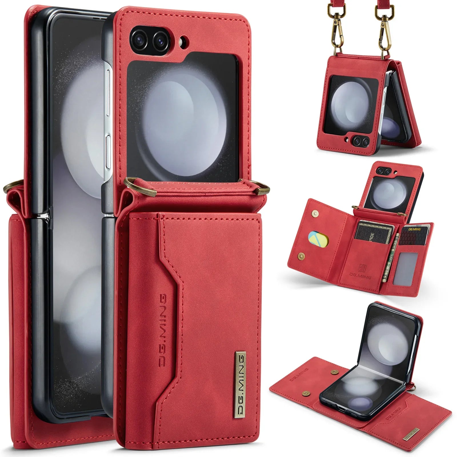 Detachable Card Holder Wallet Stand Leather Galaxy Z Flip Case - DealJustDeal