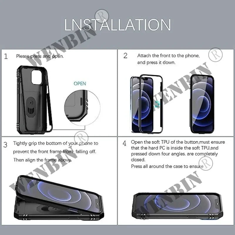 Full Body Rugged Protective Slide Camera Stand iPhone Case - DealJustDeal