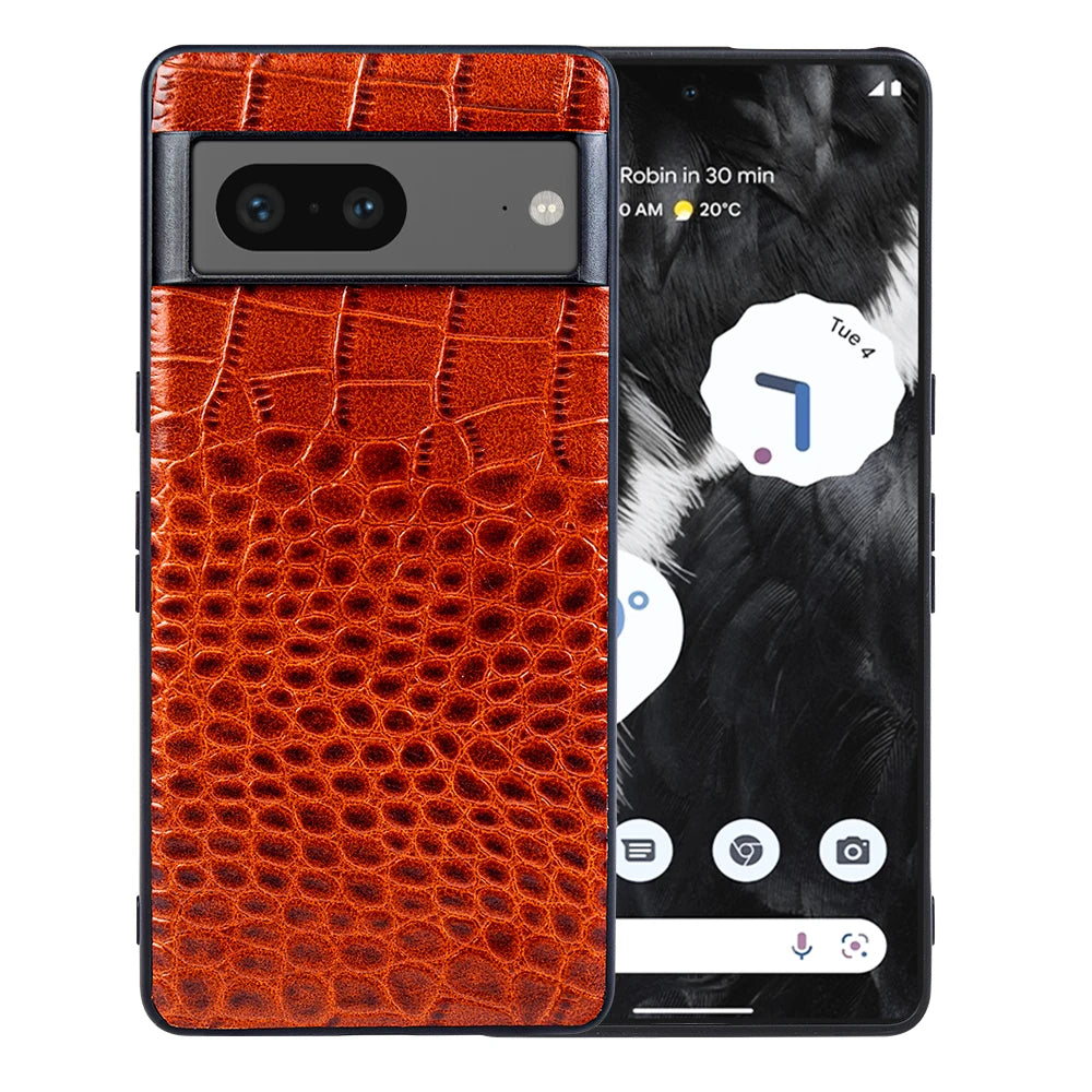 Handmade Cowhide Crocodile Pattern  Genuine Leather Google Case - DealJustDeal