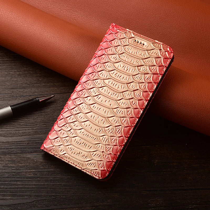 Snake Texture Genuine Leather Galaxy Note Case - DealJustDeal