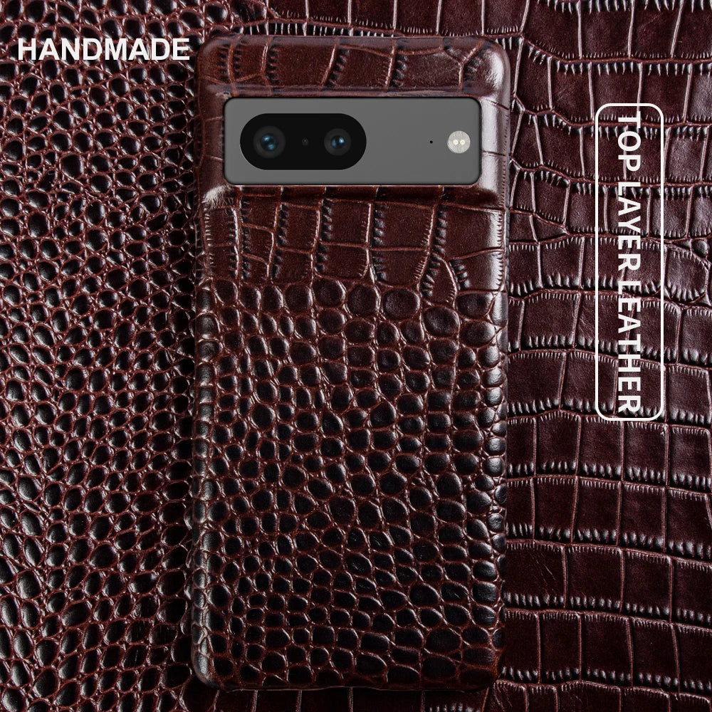 Handmade Crocodile Pattern Genuine Leather Google Case - DealJustDeal