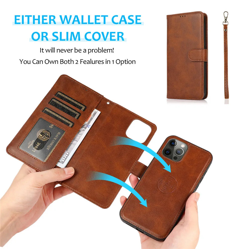 Stand Flip Wallet Magnetic Leather Protective iPhone Case - DealJustDeal