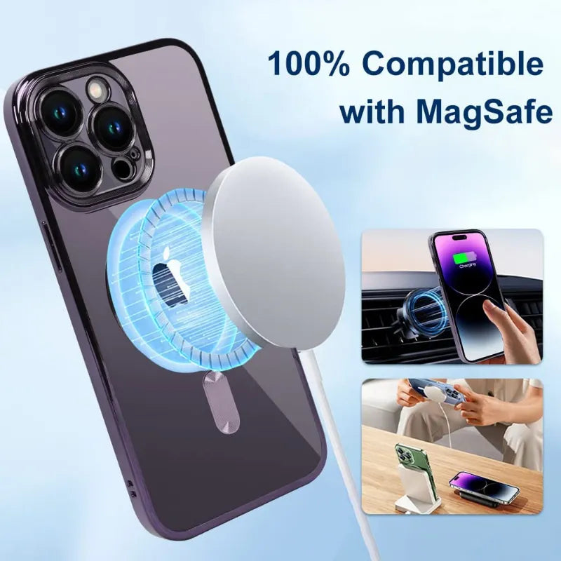 Magsafe Fashion Plating iPhone Case With Camera Lens Protector - DealJustDeal