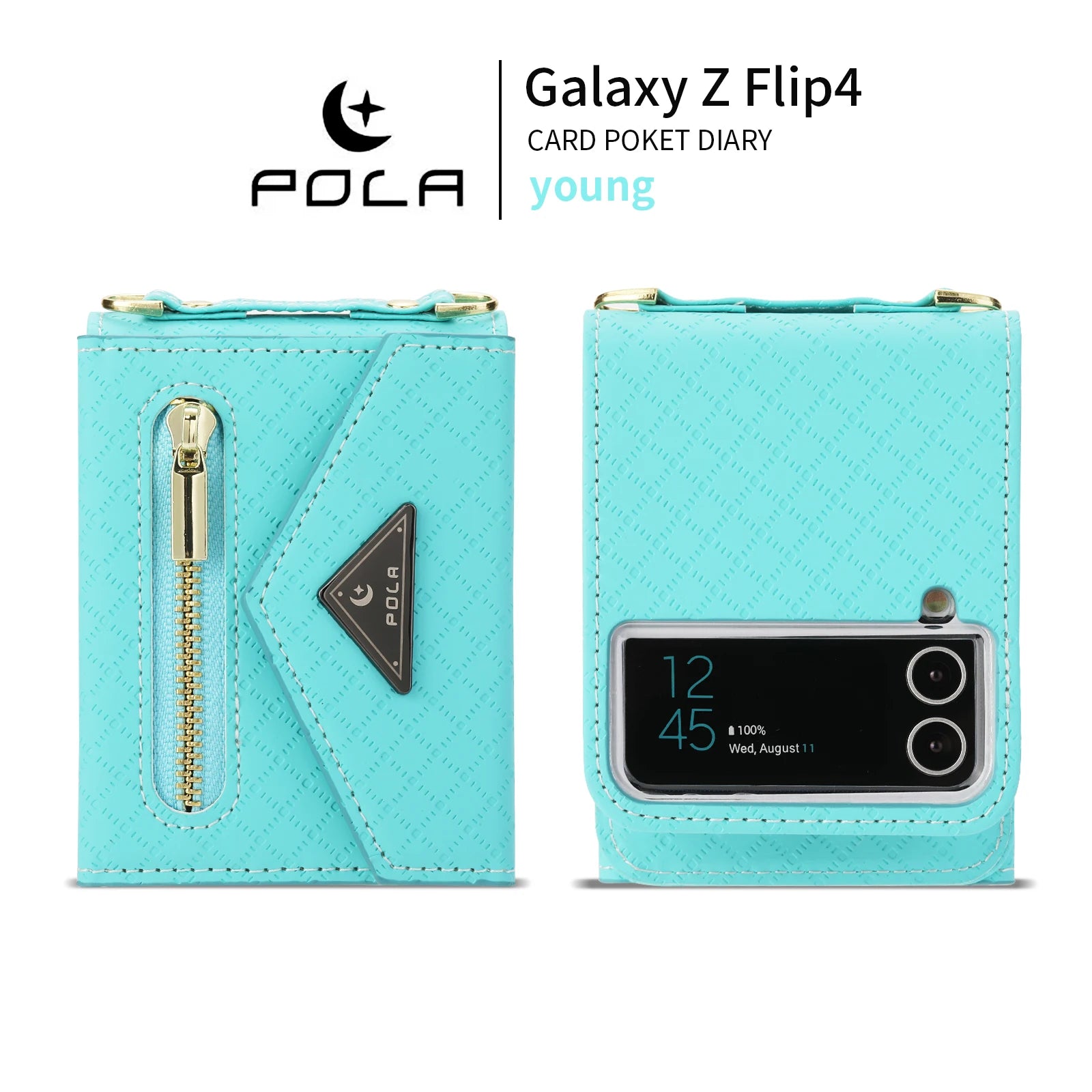 Wrist Strap Magnetic Wallet Zipper Leather Galaxy Z Flip Case - DealJustDeal