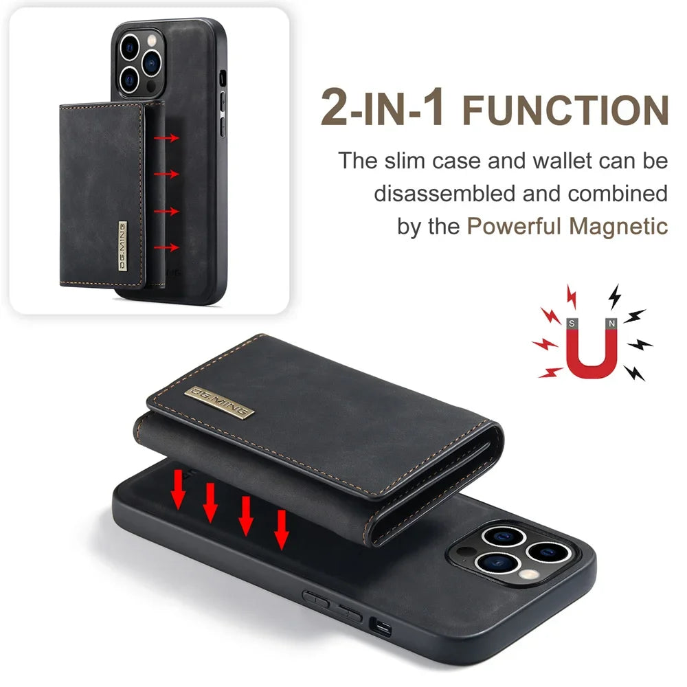 Retro Flip Magnetic Detachable Leather iPhone Case - DealJustDeal