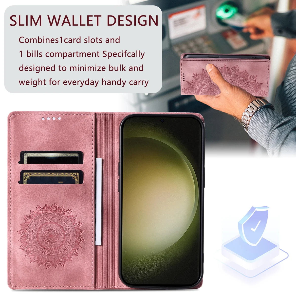 Magnetic Flip Embossed Totem Card Slots Wallet Leather Galaxy Note and S Case - DealJustDeal