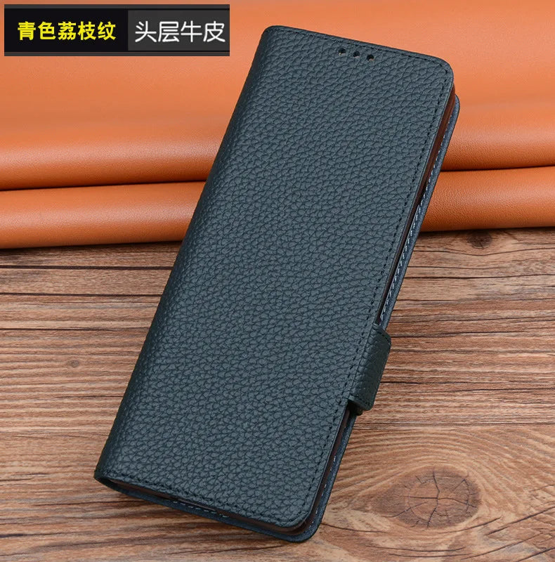 Alligator Grids Litchi Grain Genuine Cowhide Leather Galaxy Z Fold Case - DealJustDeal