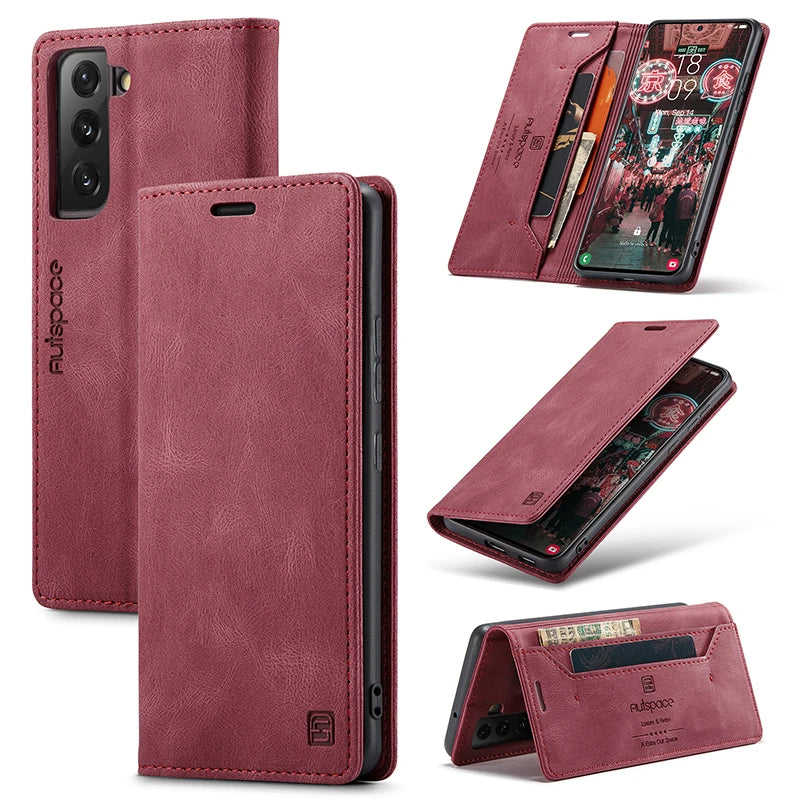 Magnet Leather Wallet Galaxy Note and S Case - DealJustDeal