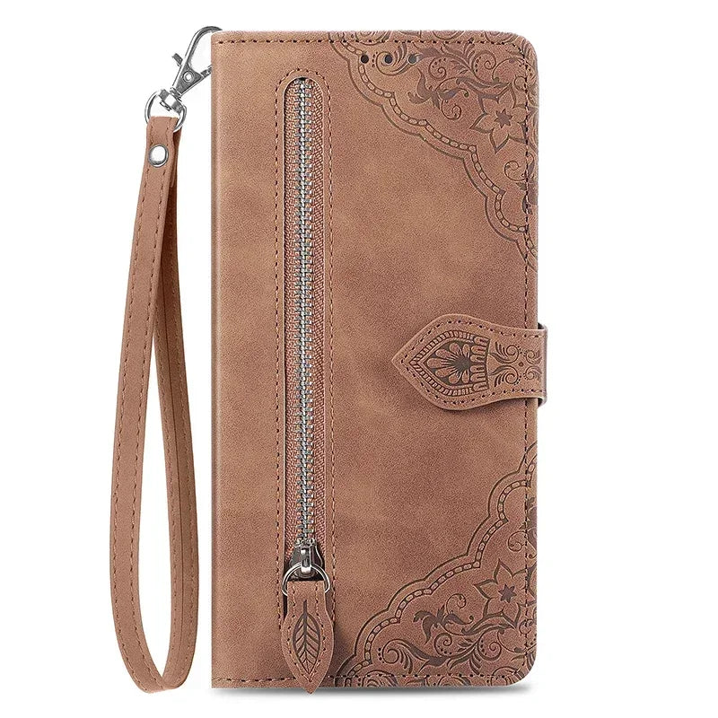 Zipper Leather Flip Wallet Google Case - DealJustDeal