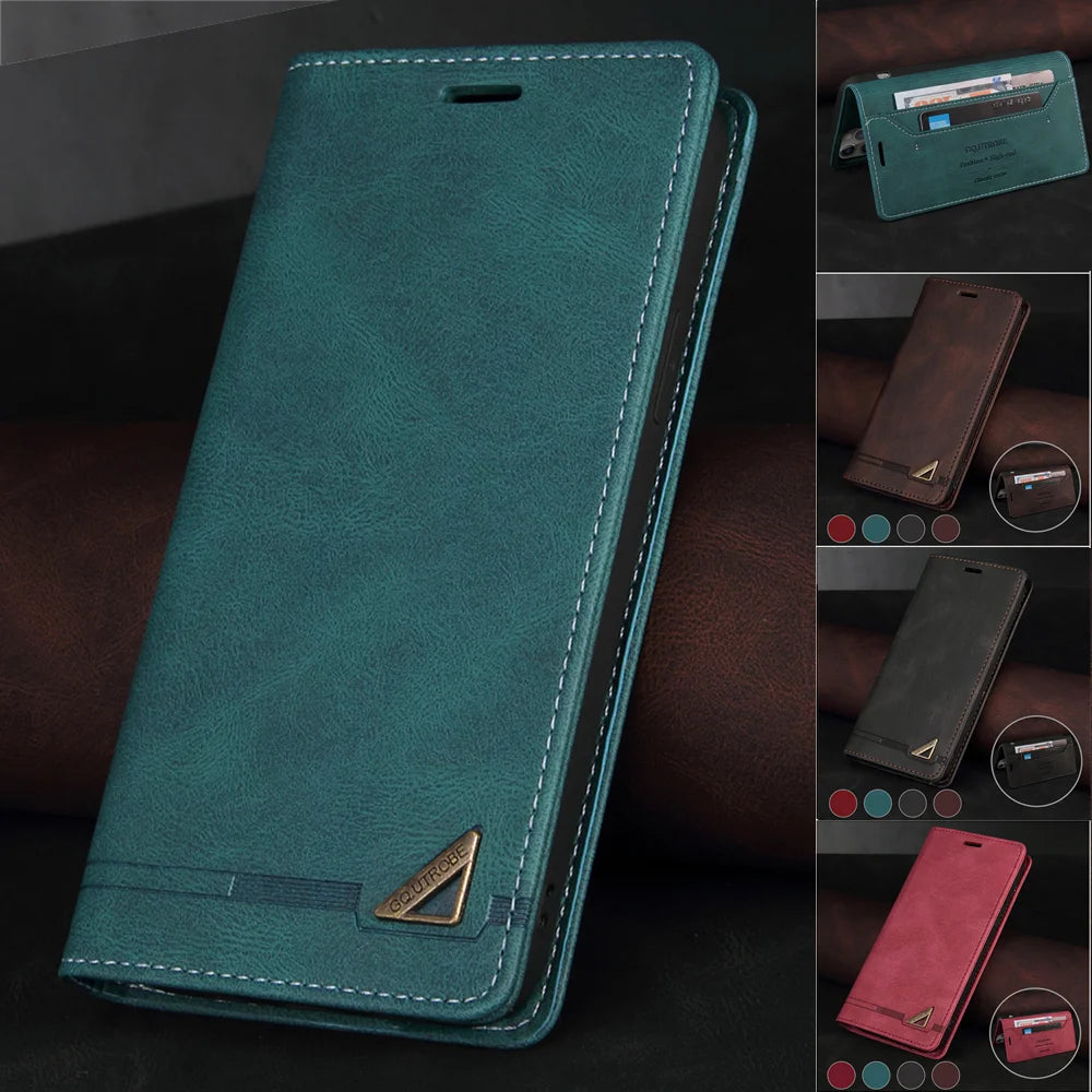 Flip Wallet Anti-theft Brush Leather Galaxy A and M Case - DealJustDeal