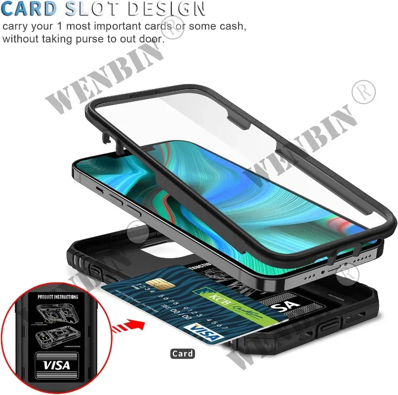 Full Body Rugged Protective Slide Camera Stand iPhone Case - DealJustDeal