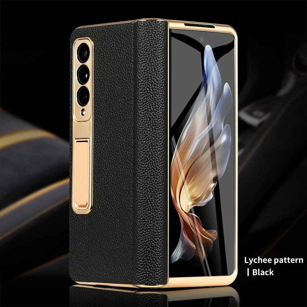 Ultra-Thin Genuine Leather Hinge Protection Galaxy Z Fold Case - DealJustDeal