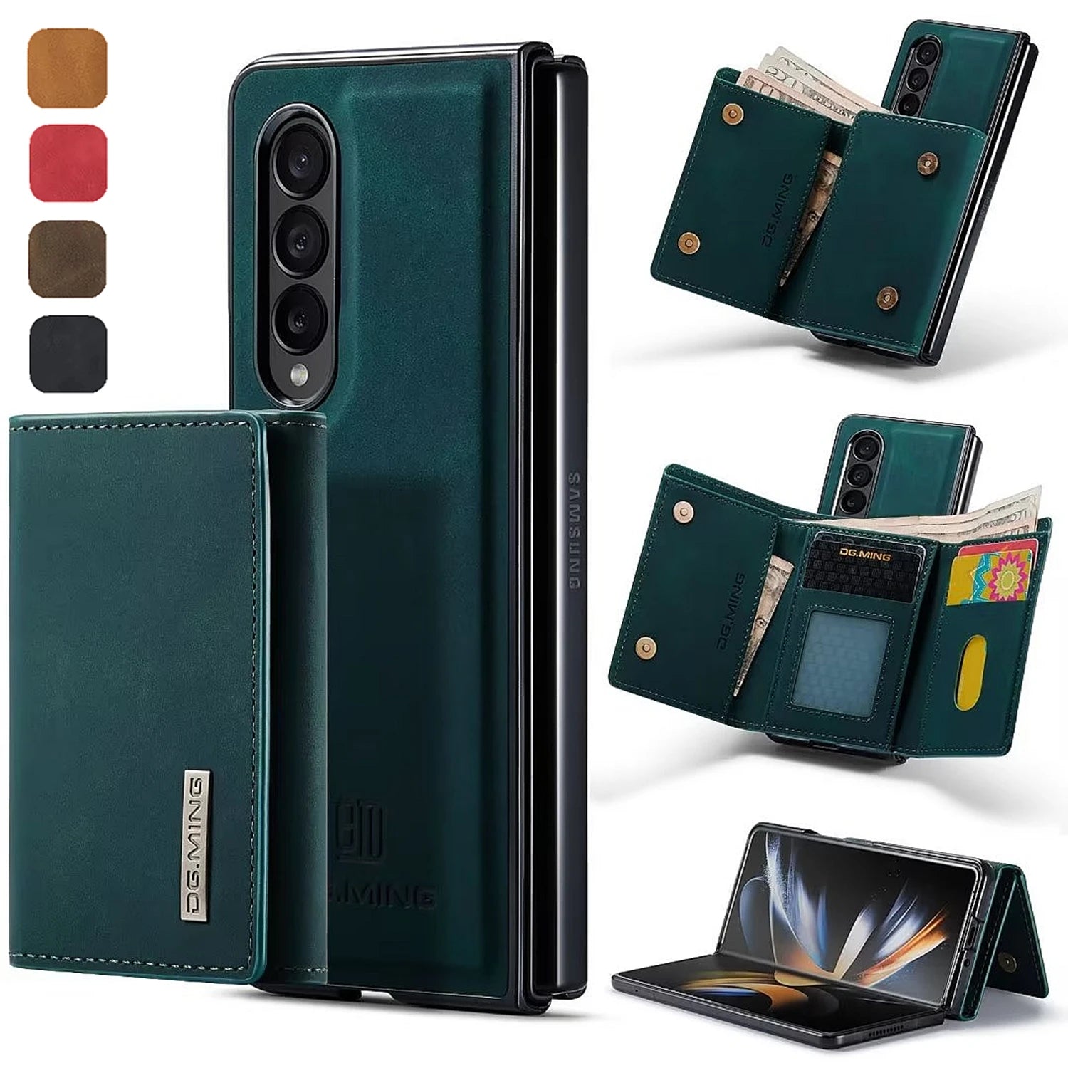 Magnetic Flip Detachable Card Holder Leather Galaxy Z Fold Case - DealJustDeal