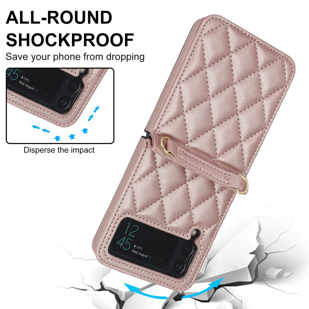 Luxury Crossbody Leather Galaxy Z Flip Case - DealJustDeal