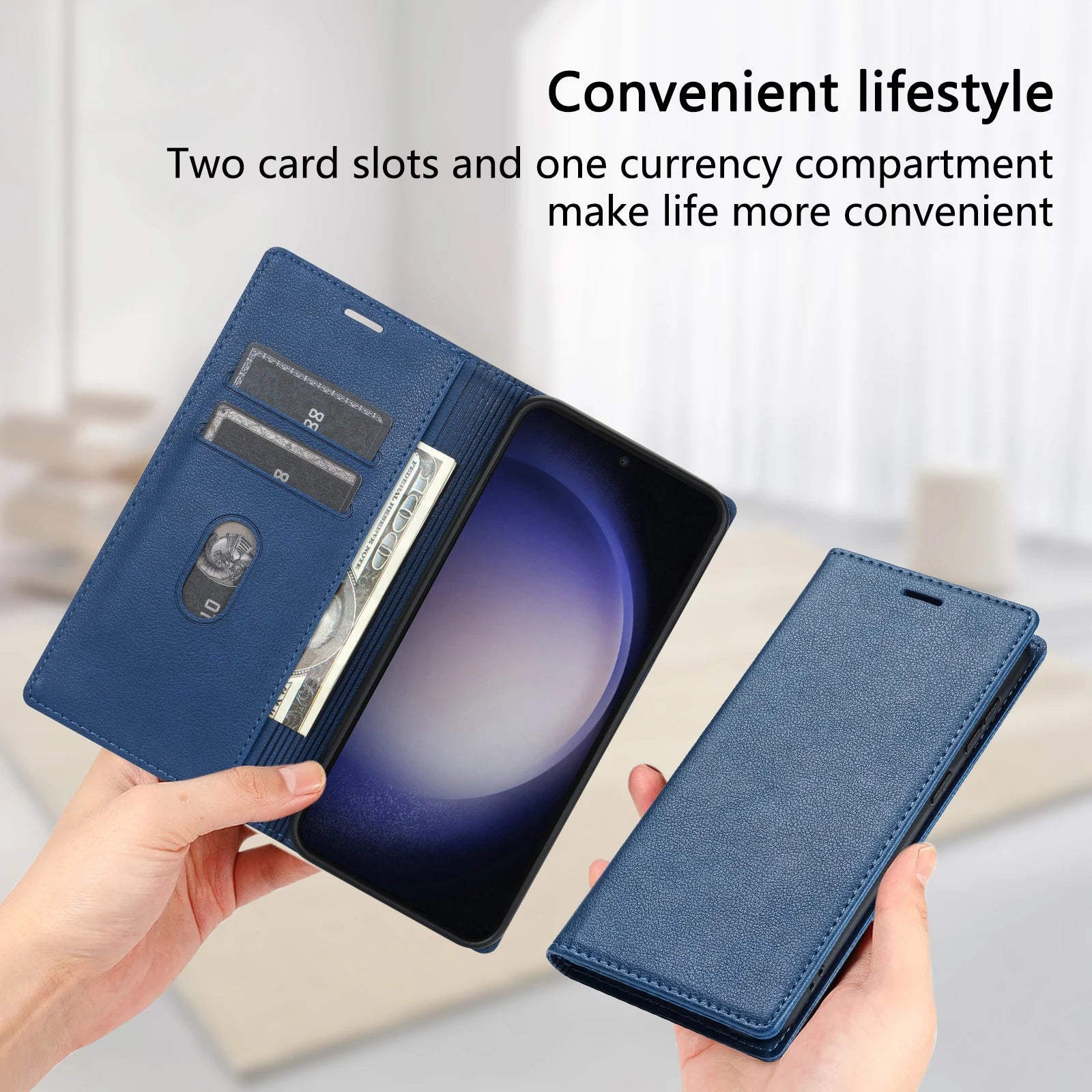 Ultra-thin Magnetic Flip Book Card Holder Wallet Leather Google Case - DealJustDeal