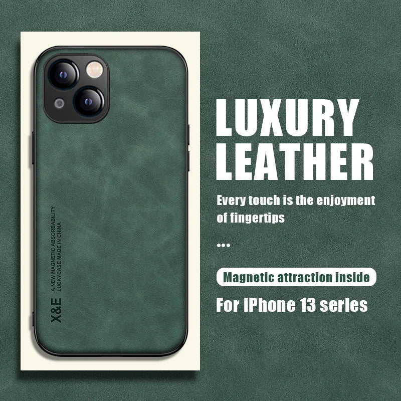 Sheepskin Matte Slim Magnetic Leather iPhone Case - DealJustDeal