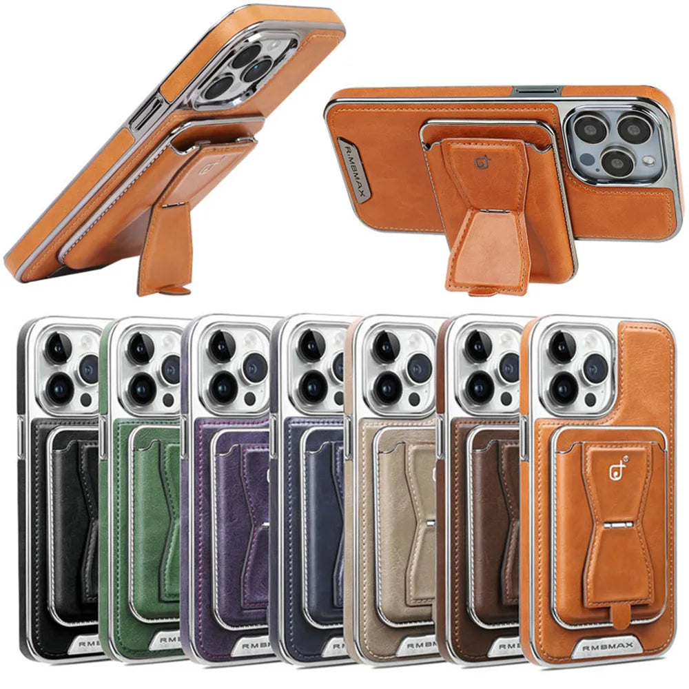 2 in 1 Magnetic Wallet Invisible Kickstand Leather iPhone Case - DealJustDeal