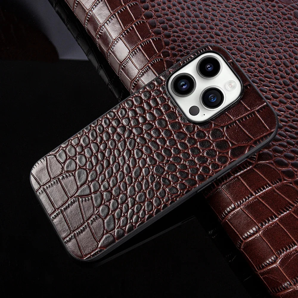 Cowhide Half-Inclusive Genuine Leather iPhone Case - DealJustDeal