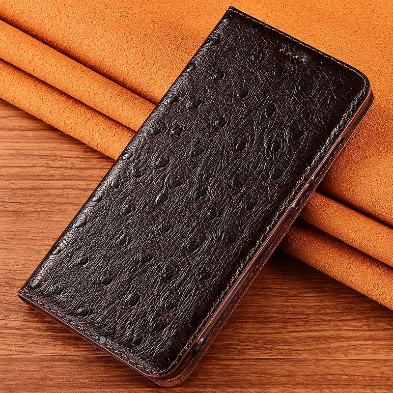 Magnetic Flip Ostrich Veins Genuine Leather Galaxy S Case - DealJustDeal