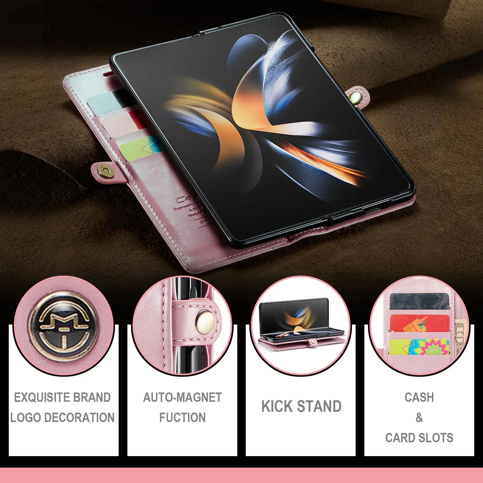 Magnetic Retro Purse Leather Galaxy Z Fold Case - DealJustDeal