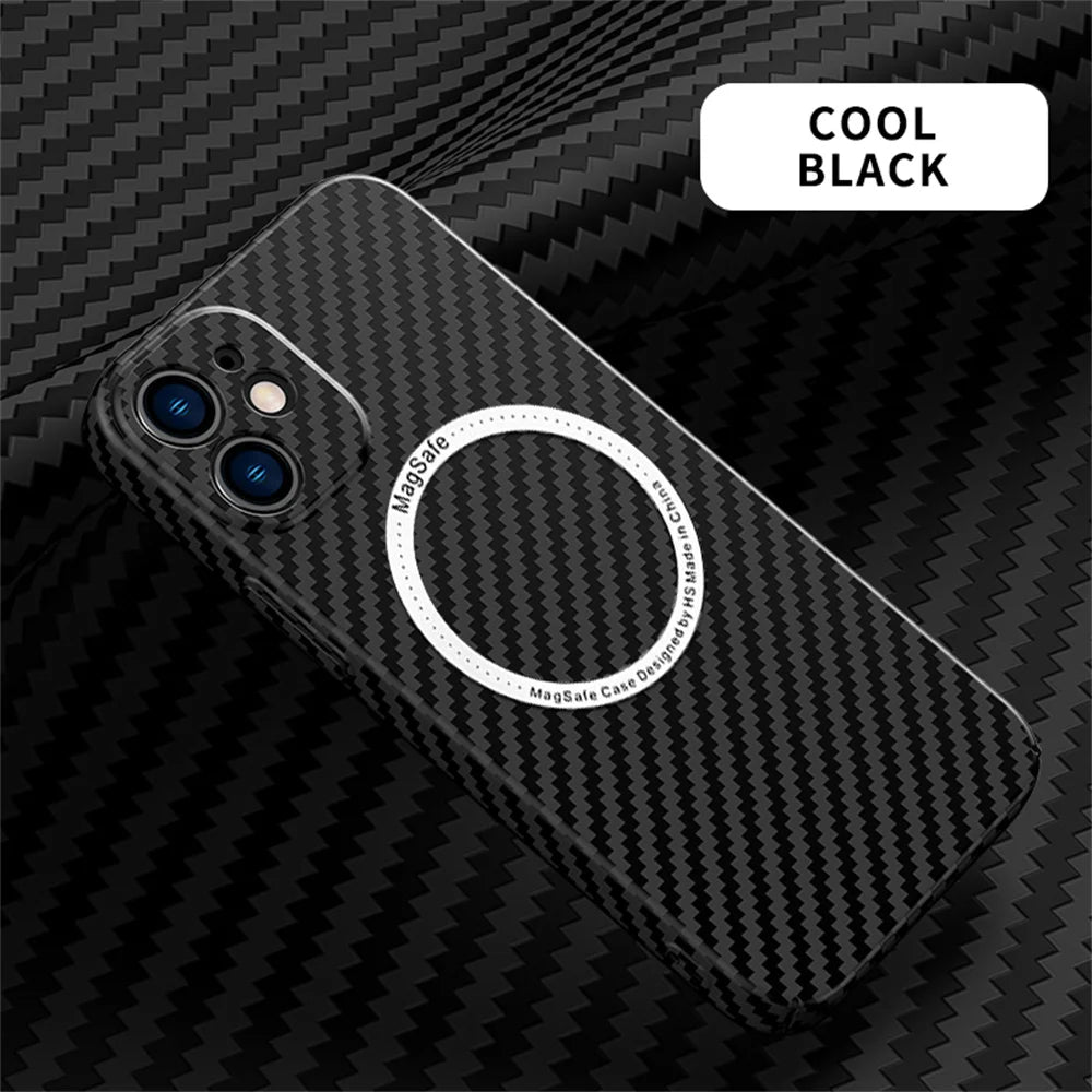 Carbon Fiber Pattern Magsafe Magnetic Wireless Charge iPhone Case - DealJustDeal