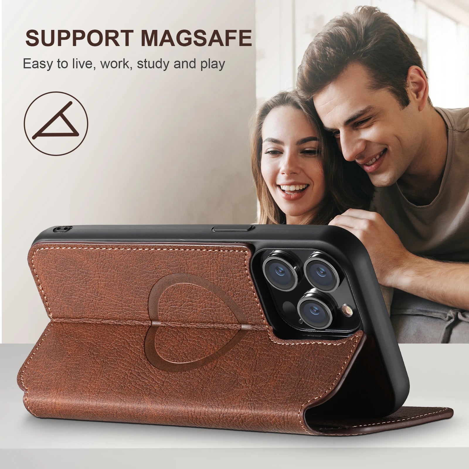 Flip Wallet Magsafe Leather iPhone Case - DealJustDeal