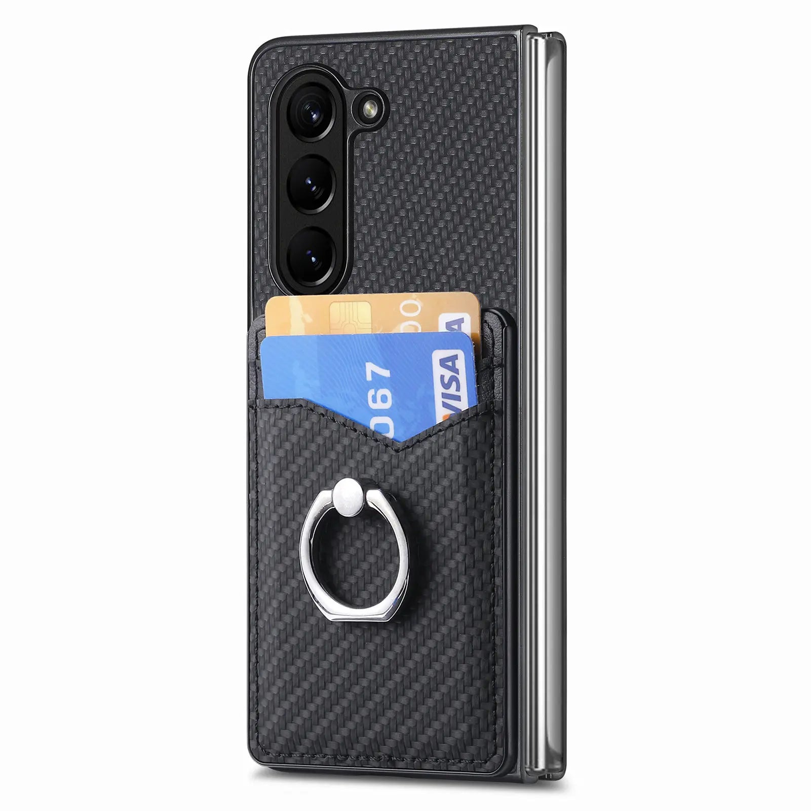 Carbon Fiber Magnetic Cards Slot Wallet Galaxy Z Fold Case - DealJustDeal