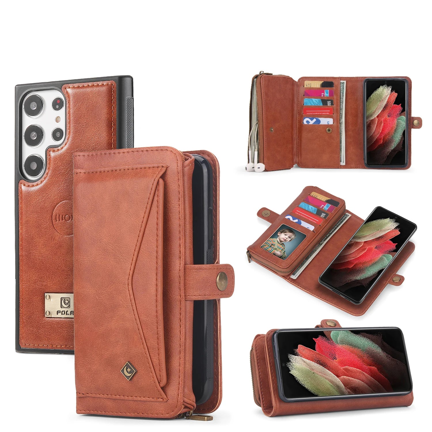 Detachable Magnetic Fold Wallet Leather Galaxy Note and S Case - DealJustDeal