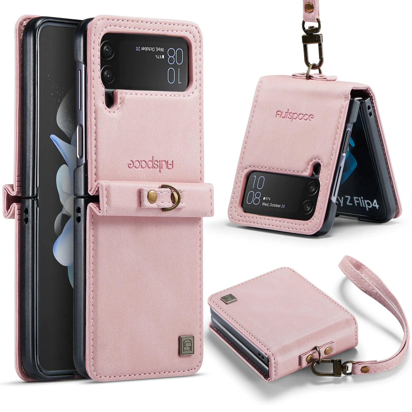 Vintage Ultra Slim PU Leather Wrist Strap Galaxy Z Flip Case - DealJustDeal