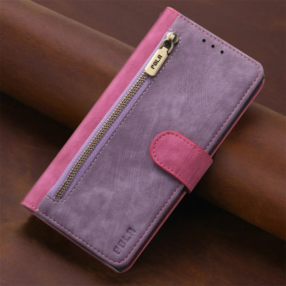 RFID Block Zipper Wallet Leather Google Case - DealJustDeal