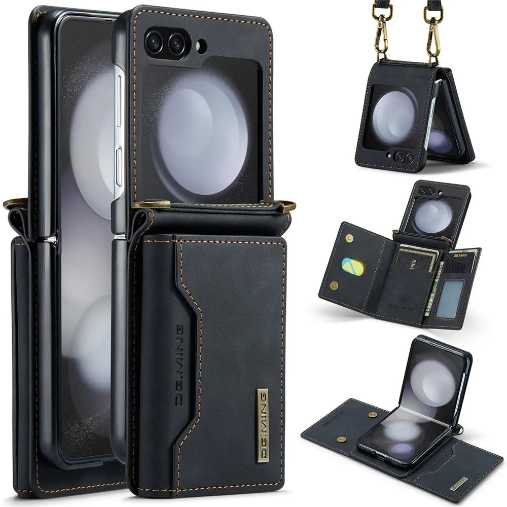 2 in 1 Detachable Trifold Wallet Galaxy Z Flip Case - DealJustDeal