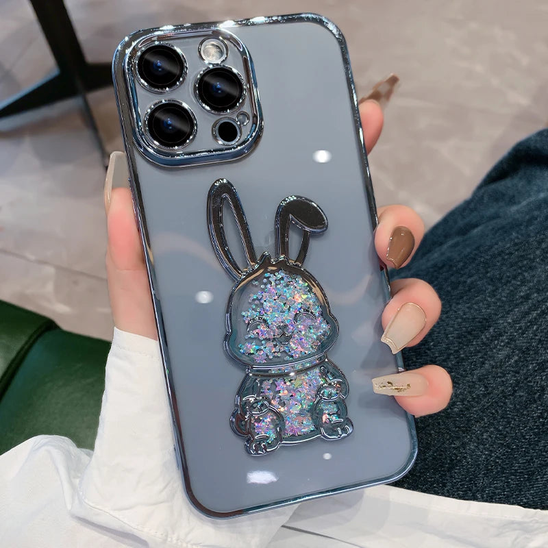 Camera Protective Cute Rabbit Quicksand Glitter iPhone Case - DealJustDeal