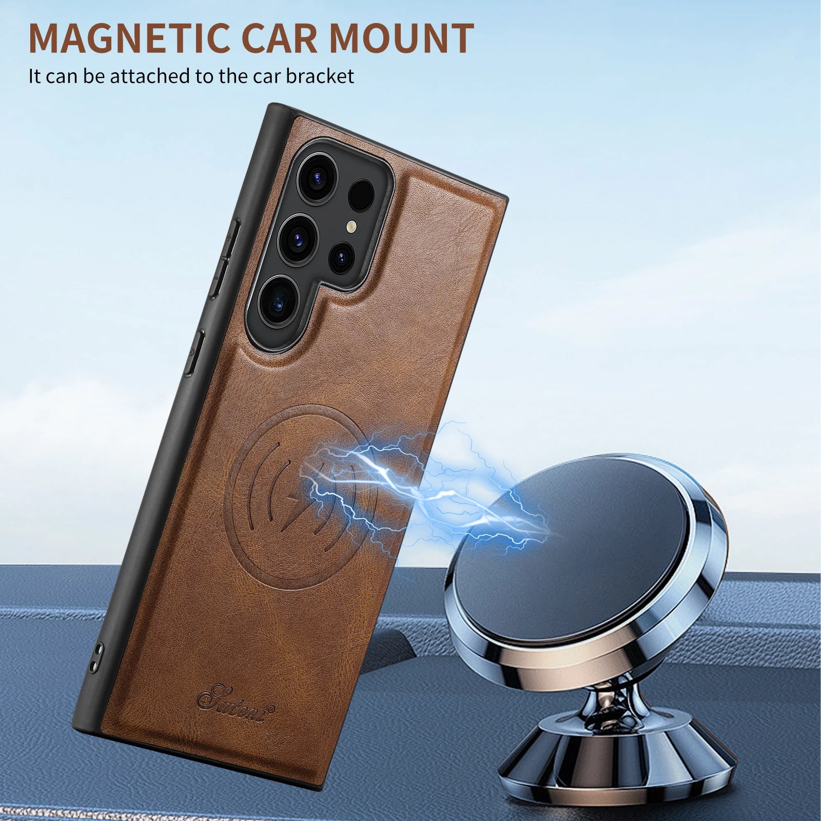 Card Holder Leather Magnetic Pocket Galaxy Note and S Case - DealJustDeal