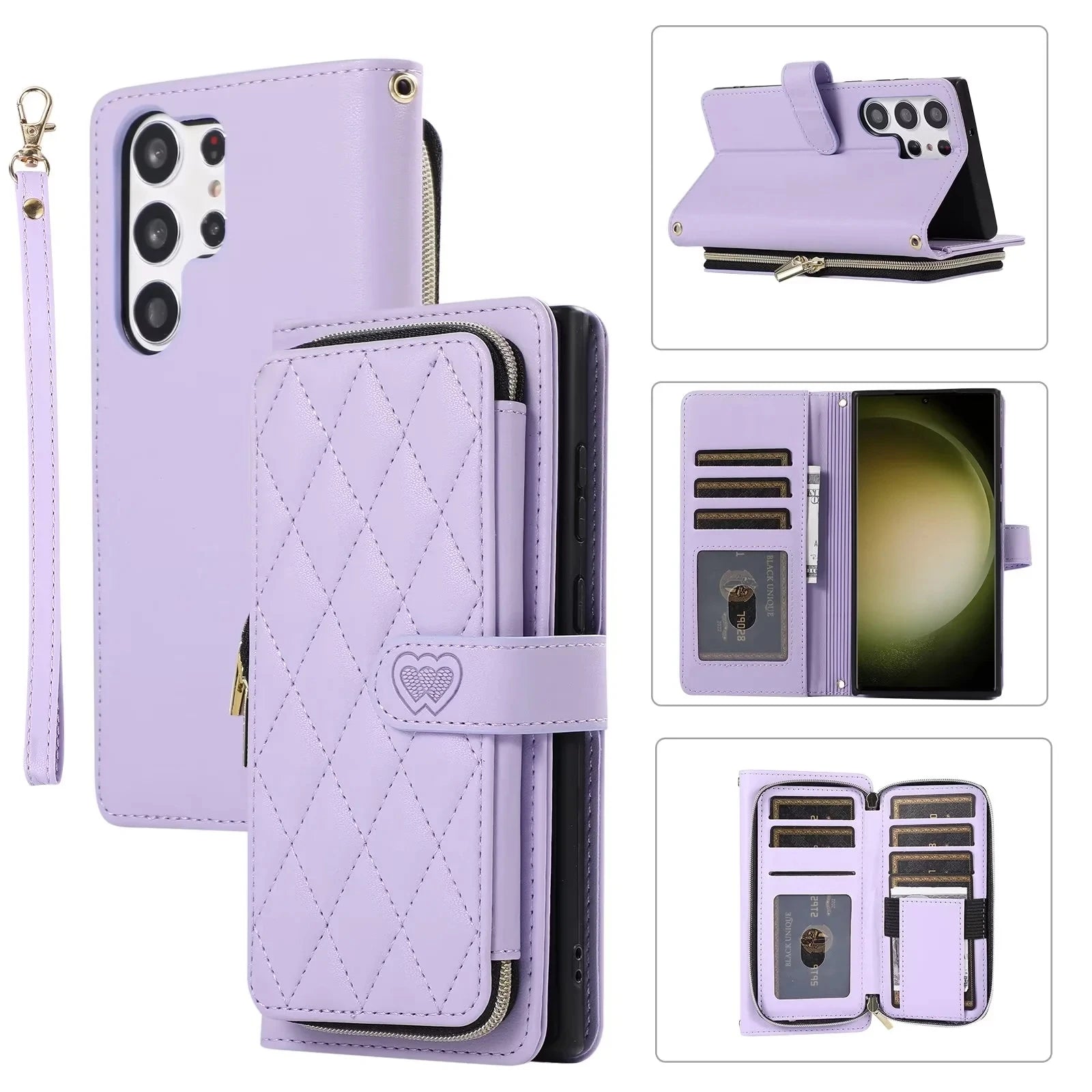 Lanyard Zipper Wallet Flip Leather Galaxy A Case - DealJustDeal