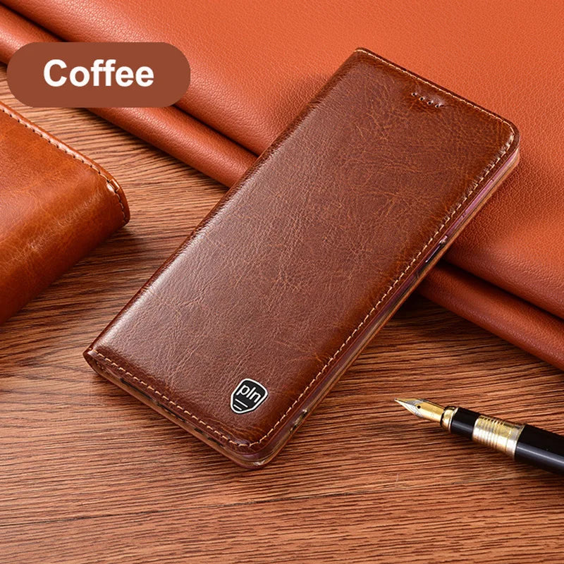 Magnetic Wallet Flip Cowhide Genuine Leather Galaxy S Case - DealJustDeal