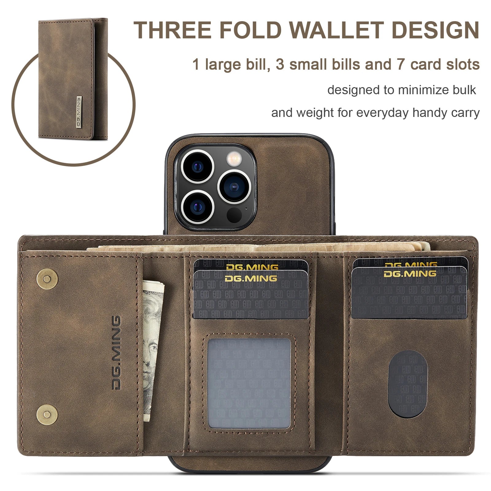 Magnetic Detachable Card Holder Leather iPhone Case - DealJustDeal