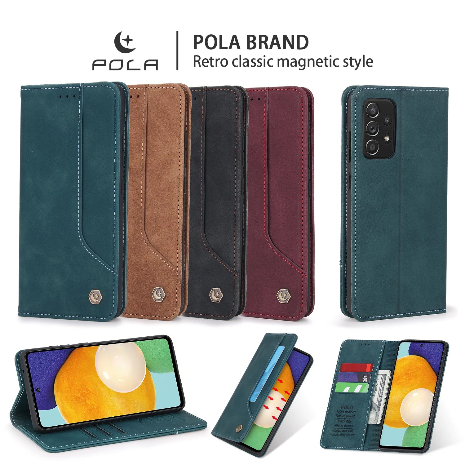 Magnetic Flip Wallet Leather Galaxy A and M Case - DealJustDeal